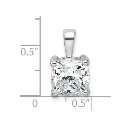 14k White Gold 4 Ct. Lab Grown Diamond VS/SI+ G+ Cushion Four Prong Pendant