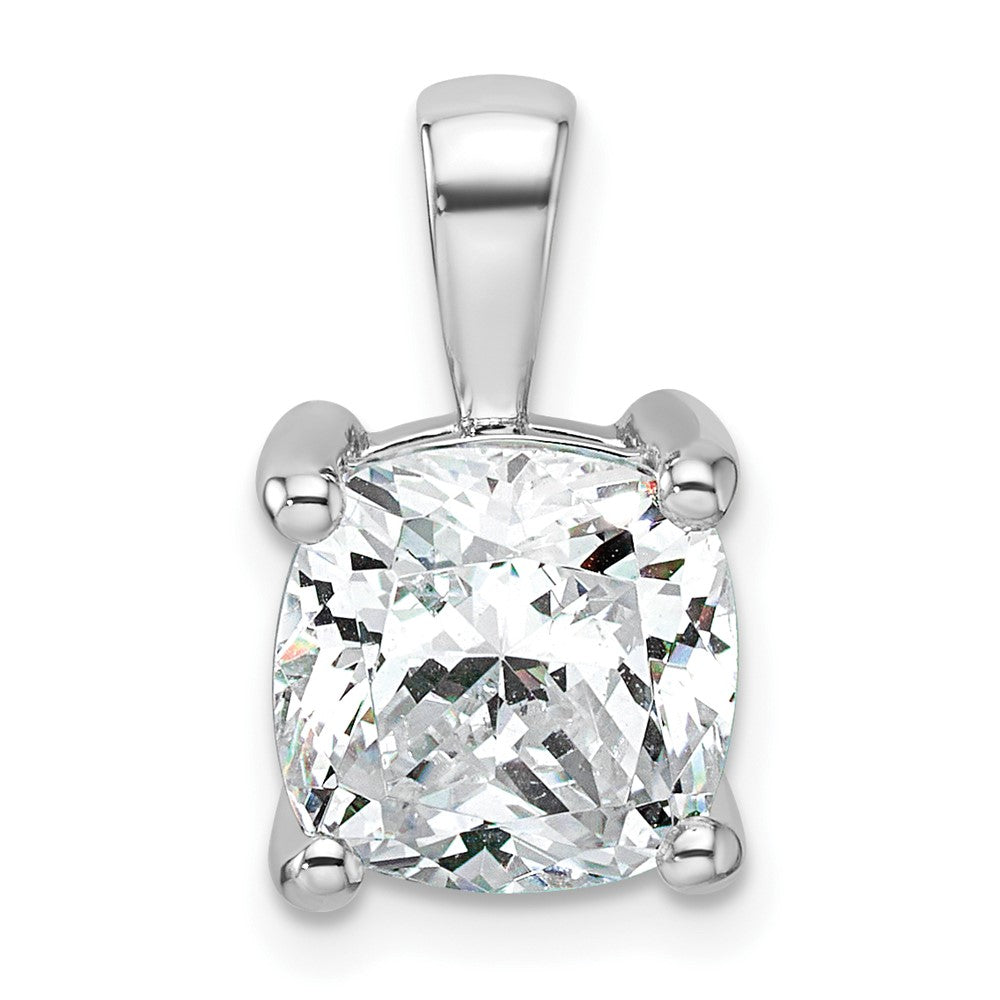 14k White Gold 4 Ct. Lab Grown Diamond VS/SI+ G+ Cushion Four Prong Pendant