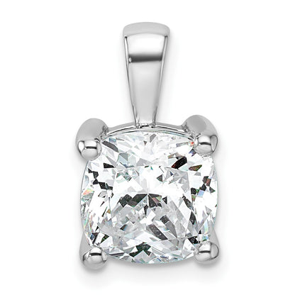 14k White Gold 4 Ct. Lab Grown Diamond VS/SI+ G+ Cushion Four Prong Pendant