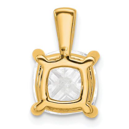 14K Yellow Gold 4 Carat Certified Lab Grown Diamond Vs+ F+ Cushion Complete Four Prong Pendant