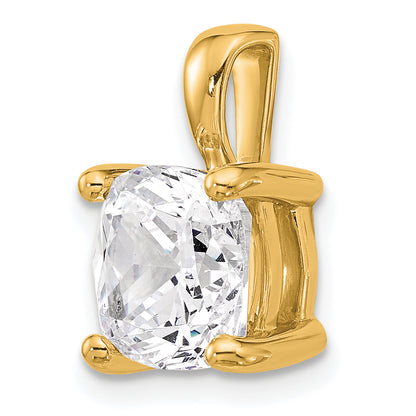 14K Yellow Gold 4 Carat Certified Lab Grown Diamond Vs+ F+ Cushion Complete Four Prong Pendant