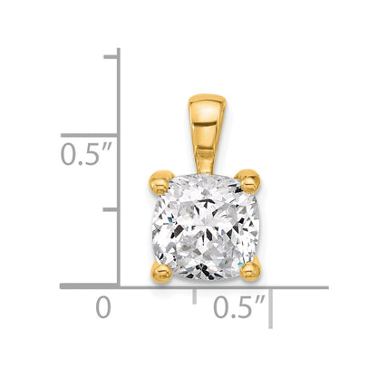 14K Yellow Gold 4 Carat Certified Lab Grown Diamond Vs+ F+ Cushion Complete Four Prong Pendant