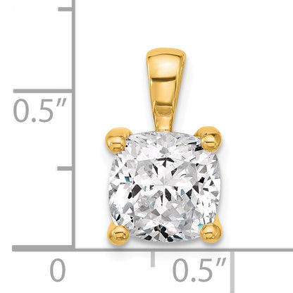 14K Yellow Gold 4 Carat Certified Lab Grown Diamond Vs+ F+ Cushion Complete Four Prong Pendant