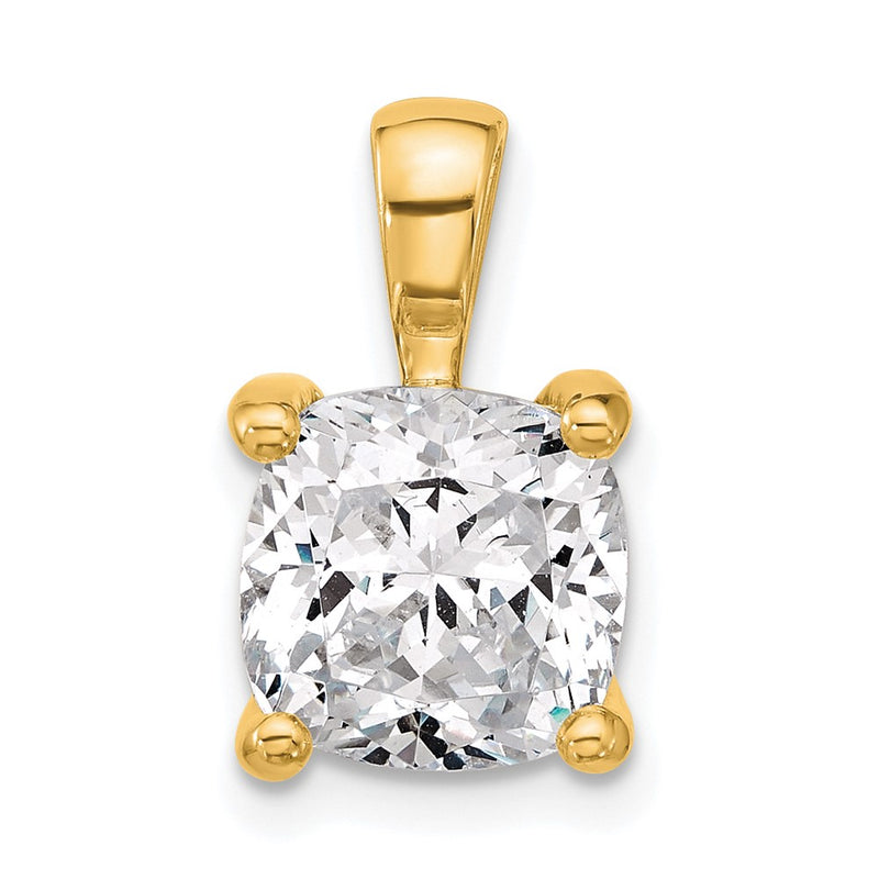 14k Yellow Gold 4 Ct. Lab Grown Diamond VS/SI+ G+ Cushion Complete Four Prong Pendant