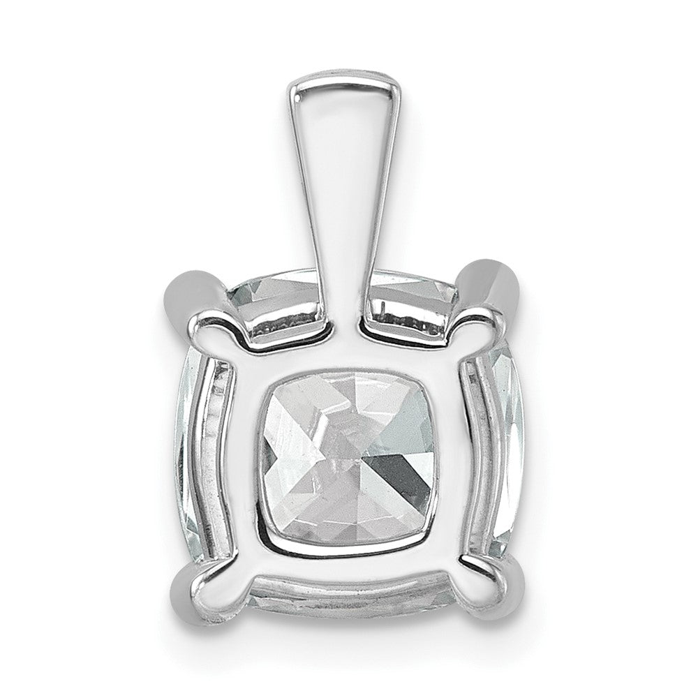 14K White Gold 5 Carat Lab Grown Diamond Vs+ F+ Cushion Complete Four Prong Pendant