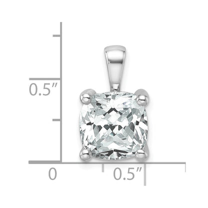 14K White Gold 5 Carat Certified Lab Grown Diamond Vs+ F+ Cushion Complete Four Prong Pendant