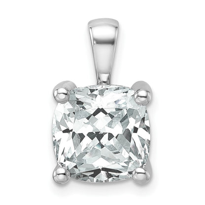 14k White Gold 5 Ct. Certified Lab Grown Diamond VS/SI+ G+ Cushion Four Prong Pendant