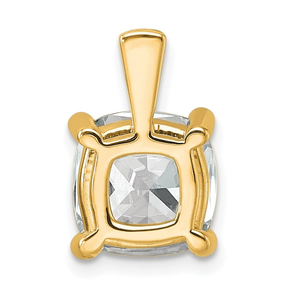 14k Yellow Gold 5 Ct. Lab Grown Diamond VS/SI+ G+ Cushion Complete Four Prong Pendant