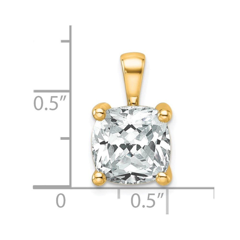 14k Yellow Gold 5 Ct. Lab Grown Diamond VS/SI+ G+ Cushion Complete Four Prong Pendant