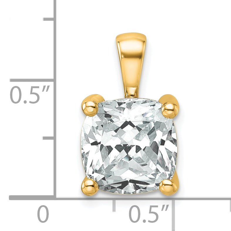 14K Yellow Gold 5 Carat Certified Lab Grown Diamond Vs+ F+ Cushion Complete Four Prong Pendant