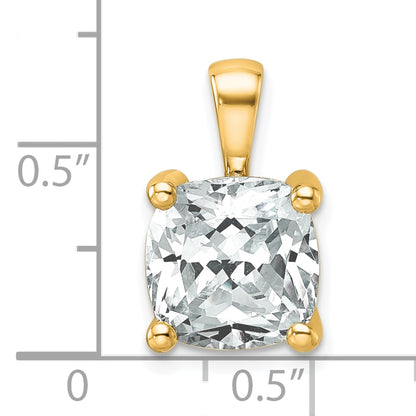 14K Yellow Gold 5 Carat Certified Lab Grown Diamond Vs+ F+ Cushion Complete Four Prong Pendant