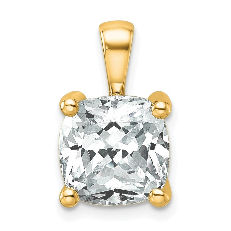 14k Yellow Gold 5 Ct. Lab Grown Diamond VS/SI+ G+ Cushion Complete Four Prong Pendant