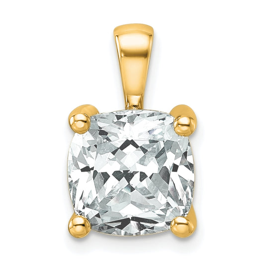 14K Yellow Gold 5 Carat Certified Lab Grown Diamond Vs+ F+ Cushion Complete Four Prong Pendant
