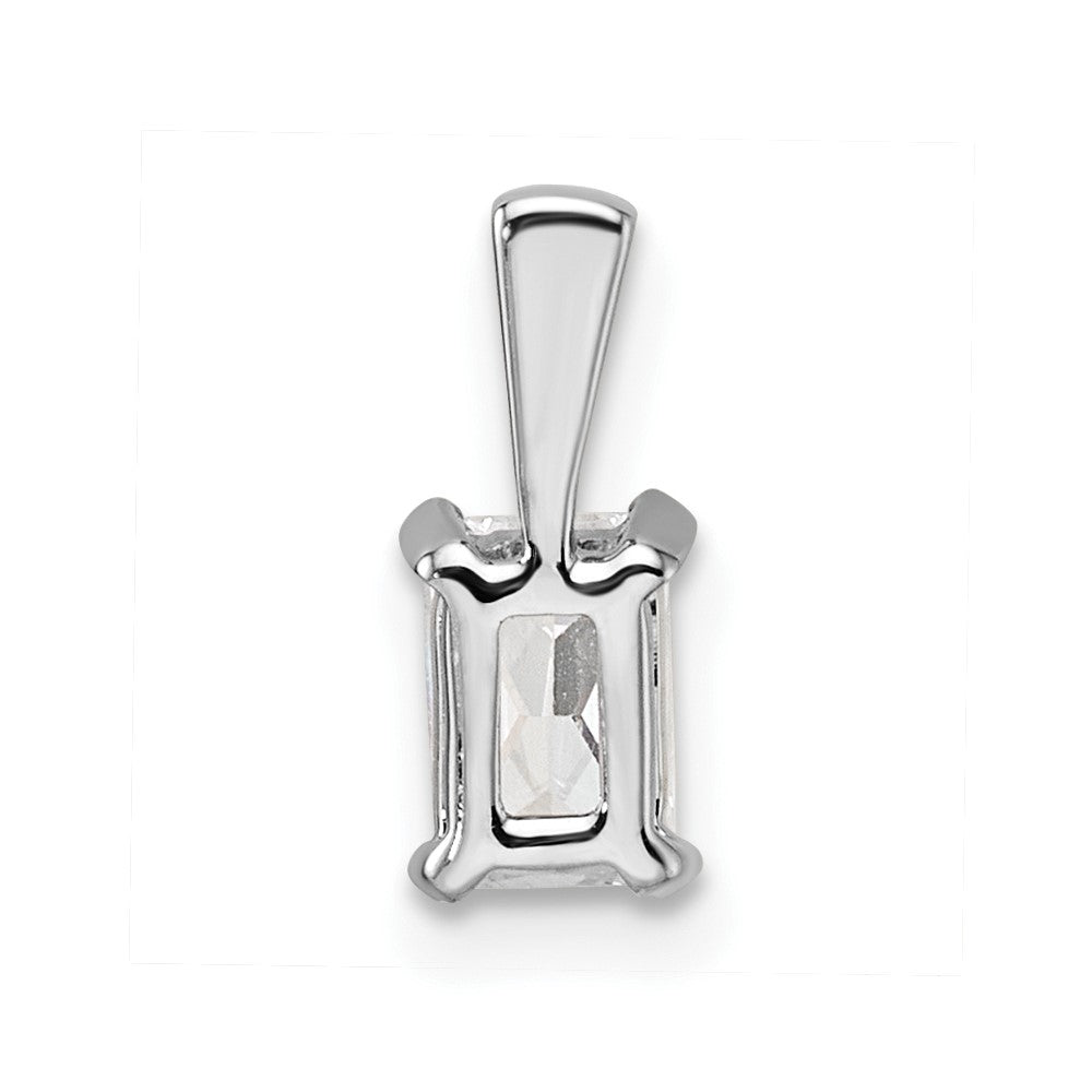 14K White Gold 1/2 Carat Certified Lab Grown Diamond Vs+ F+ Radiant Complete Four Prong Pendant