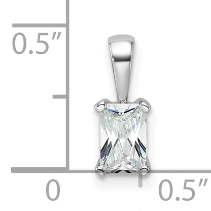 14k White Gold 1/2 Ct. Lab Grown Diamond VS/SI+ G+ Radiant Four Prong Pendant