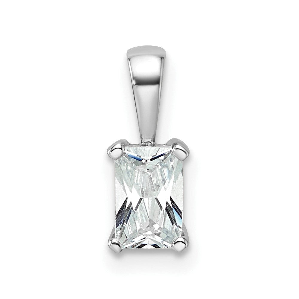 14k White Gold 1/2 Ct. Lab Grown Diamond VS/SI+ G+ Radiant Four Prong Pendant