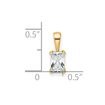 14K Yellow Gold 1/2 Carat Certified Lab Grown Diamond Vs+ F+ Radiant Complete Four Prong Pendant