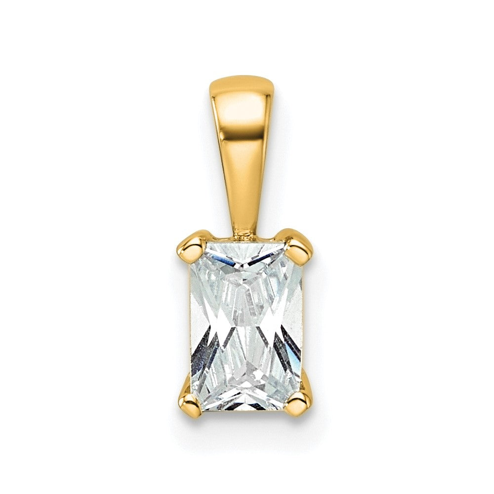 14k Yellow Gold 14k 1/2 carat Lab Grown Diamond VS+ F+ Radiant Complete Four Prong Pendant