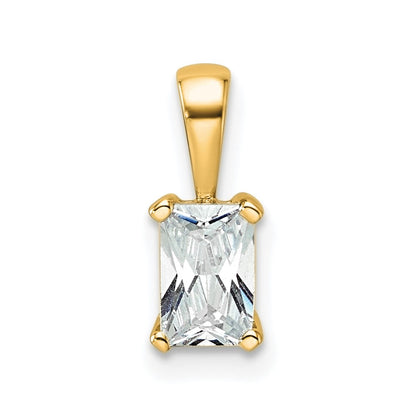 14k Yellow Gold 14k 1/2 carat Lab Grown Diamond VS+ F+ Radiant Complete Four Prong Pendant