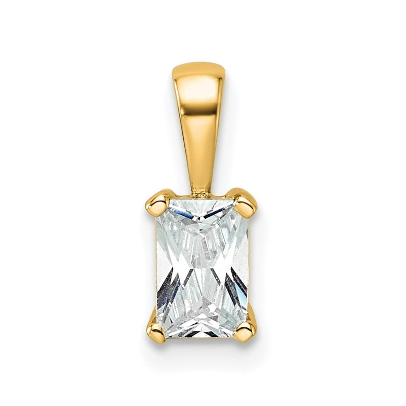 14k Yellow Gold 14k 1/2 carat Lab Grown Diamond VS+ F+ Radiant Complete Four Prong Pendant