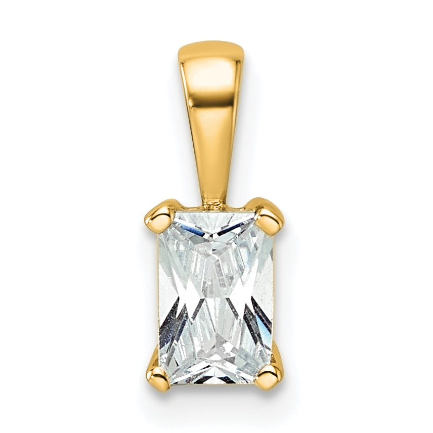 14k Yellow Gold 1/2 Ct. Lab Grown Diamond VS/SI+ G+ Radiant Four Prong Pendant