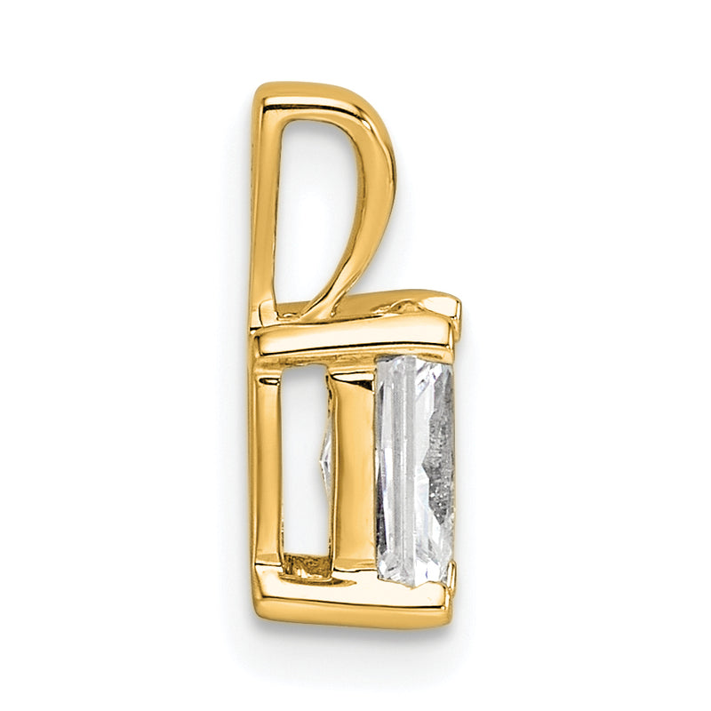 14K Yellow Gold 3/4 Carat Lab Grown Diamond Vs+ F+ Radiant Complete Four Prong Pendant