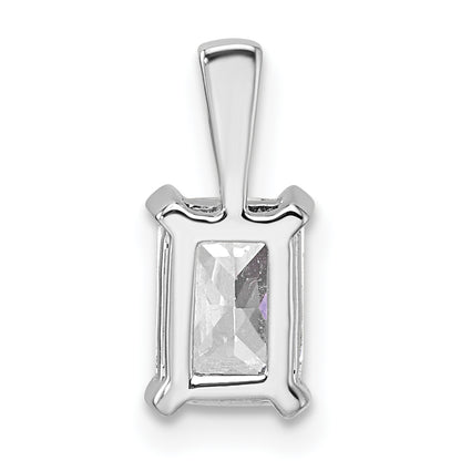 14K White Gold 1 Carat Lab Grown Diamond Vs+ F+ Radiant Complete Four Prong Pendant