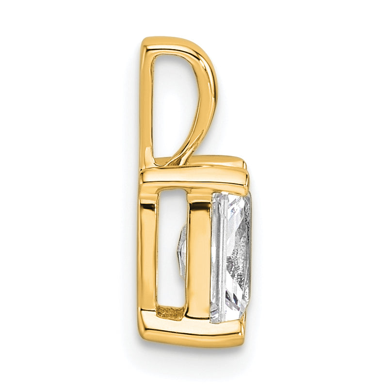 14K Yellow Gold 1 Carat Lab Grown Diamond Vs+ F+ Radiant Complete Four Prong Pendant