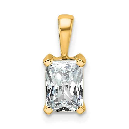 14k Yellow Gold 1 Ct. Certified Lab Grown Diamond VS/SI+ G+ Radiant Complete Four Prong Pendant