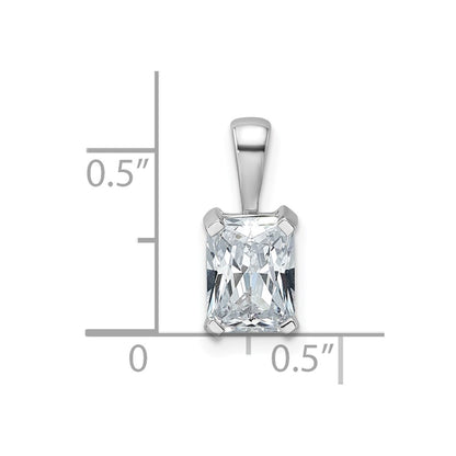 14K White Gold 1 1/2 Carat Lab Grown Diamond Vs+ F+ Radiant Complete Four Prong Pendant