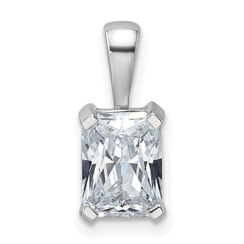 14k White Gold 1 1/2 Ct. Lab Grown Diamond VS/SI+ G+ Radiant Complete Four Prong Pendant