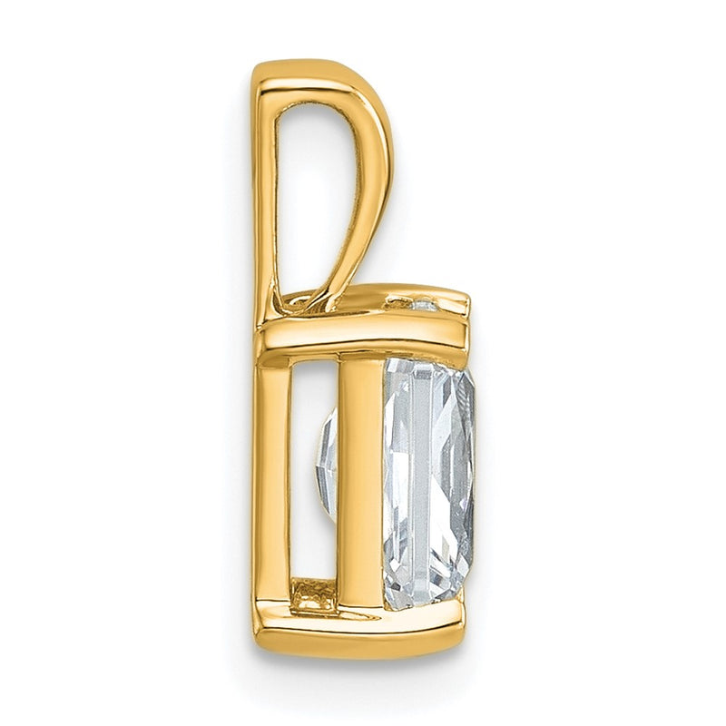 14K Yellow Gold 1 1/2 Carat Lab Grown Diamond Vs+ F+ Radiant Complete Four Prong Pendant