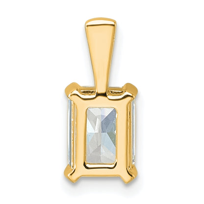 14K Yellow Gold 1 1/2 Carat Certified Lab Grown Diamond Vs/Si+ G+ Radiant Complete Four Prong Pendant