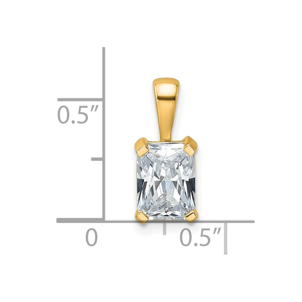 14K Yellow Gold 1 1/2 Carat Lab Grown Diamond Vs+ F+ Radiant Complete Four Prong Pendant