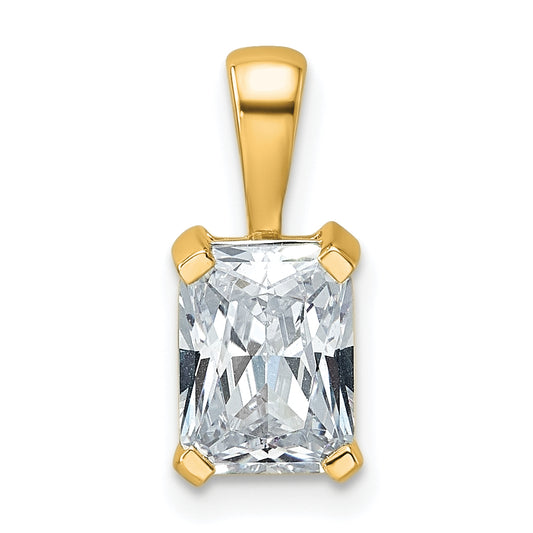 14K Yellow Gold 1 1/2 Carat Certified Lab Grown Diamond Vs+ F+ Radiant Complete Four Prong Pendant