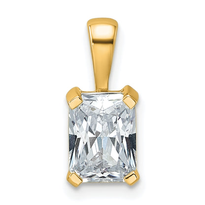 14K Yellow Gold 1 1/2 Carat Certified Lab Grown Diamond Vs/Si+ G+ Radiant Complete Four Prong Pendant