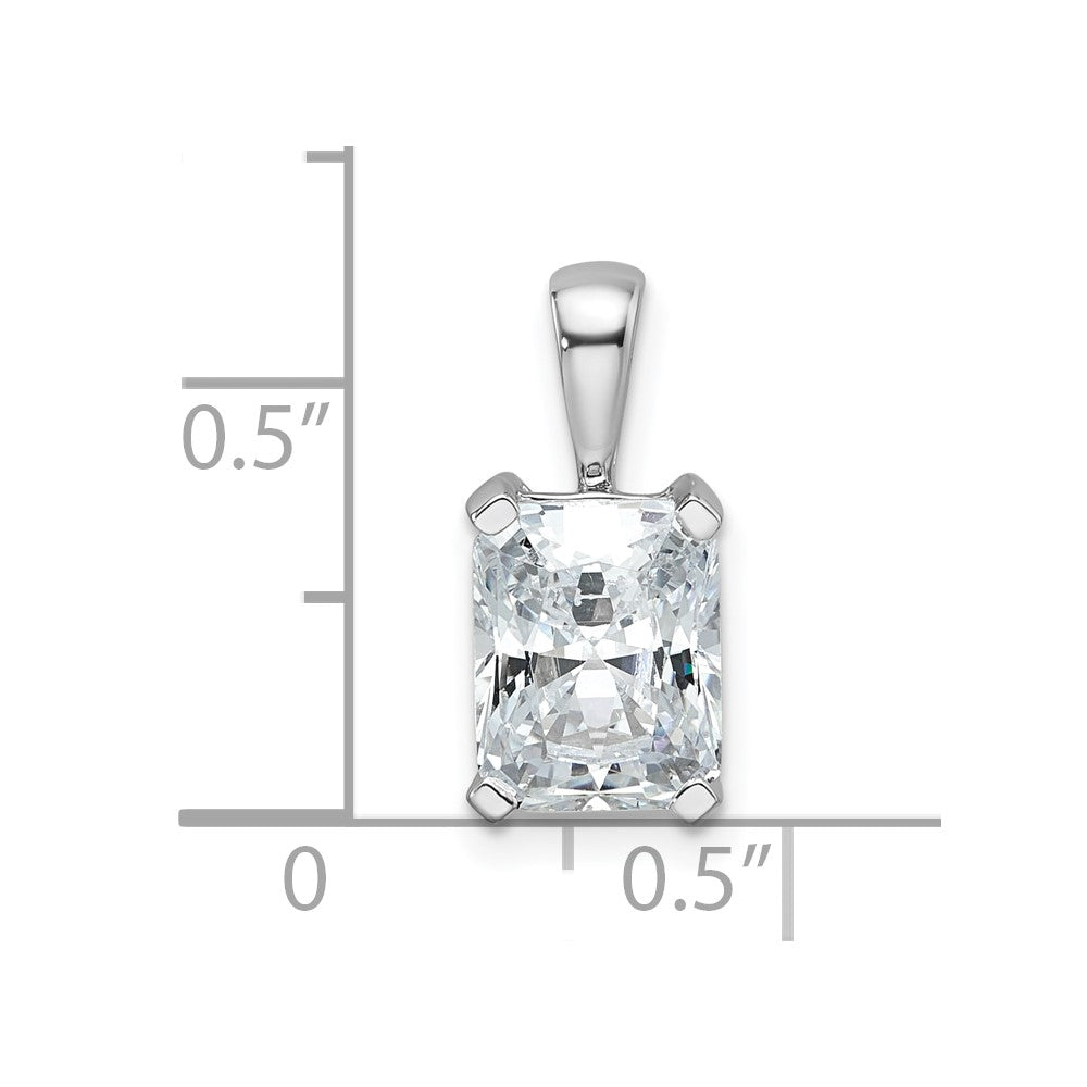 14K White Gold 2 Carat Lab Grown Diamond Vs+ F+ Radiant Complete Four Prong Pendant
