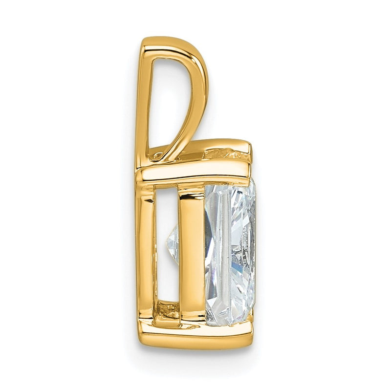 14K Yellow Gold 2 Carat Lab Grown Diamond Vs+ F+ Radiant Complete Four Prong Pendant