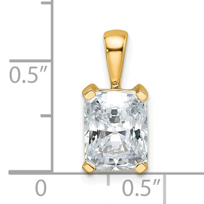 14K Yellow Gold 2 Carat Certified Lab Grown Diamond Vs+ F+ Radiant Complete Four Prong Pendant