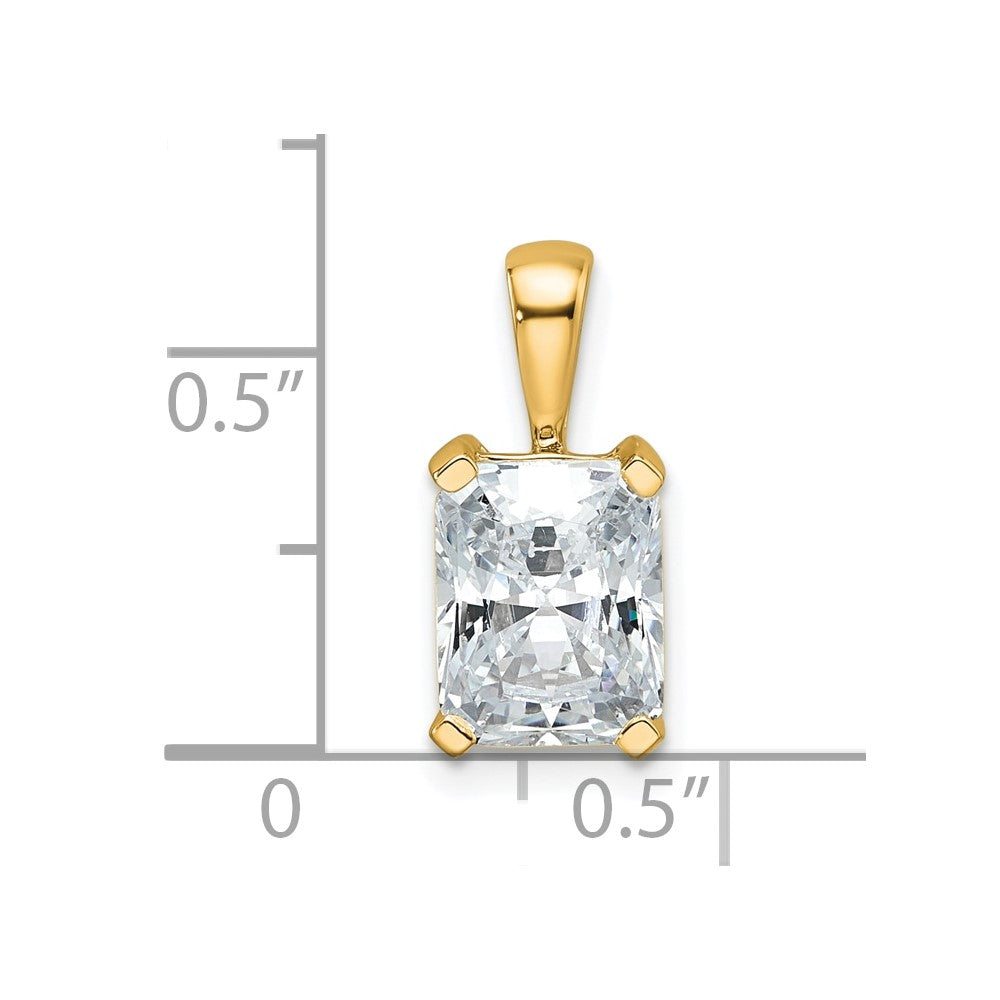 14K Yellow Gold 2 Carat Certified Lab Grown Diamond Vs+ F+ Radiant Complete Four Prong Pendant