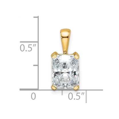 14K Yellow Gold 2 Carat Certified Lab Grown Diamond Vs+ F+ Radiant Complete Four Prong Pendant