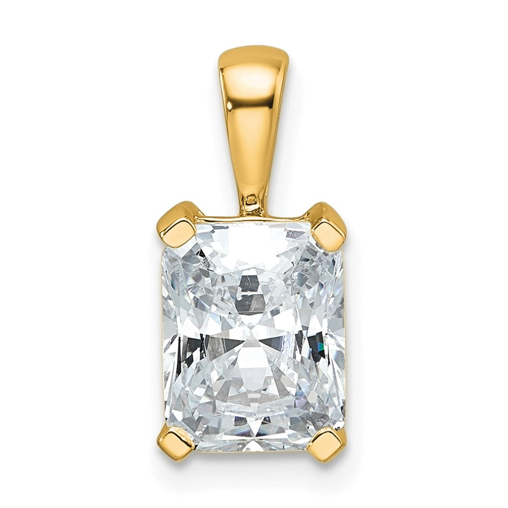 14K Yellow Gold 2 Carat Lab Grown Diamond Vs+ F+ Radiant Complete Four Prong Pendant