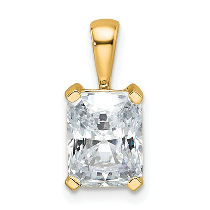 14K Yellow Gold 2 Carat Lab Grown Diamond Vs+ F+ Radiant Complete Four Prong Pendant