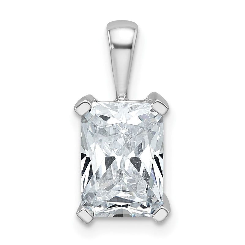 14K White Gold 2 1/2 Carat Lab Grown Diamond Vs+ F+ Radiant Complete Four Prong Pendant