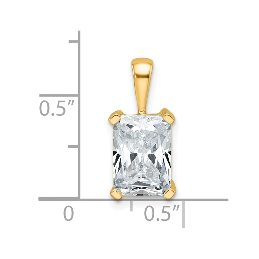 14K Yellow Gold 2 1/2 Carat Certified Lab Grown Diamond Vs/Si+ G+ Radiant Complete Four Prong Pendant