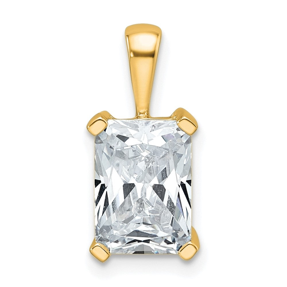 14K Yellow Gold 2 1/2 Carat Certified Lab Grown Diamond Vs/Si+ G+ Radiant Complete Four Prong Pendant