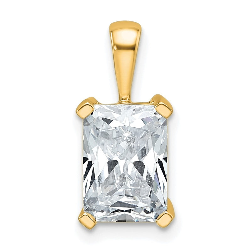 14K Yellow Gold 2 1/2 Carat Certified Lab Grown Diamond Vs+ F+ Radiant Complete Four Prong Pendant