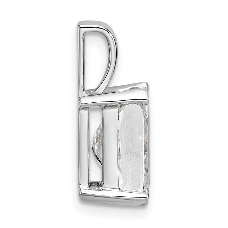14K White Gold 3 Carat Certified Lab Grown Diamond Vs+ F+ Radiant Complete Four Prong Pendant