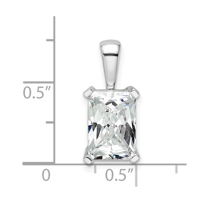 14K White Gold 3 Carat Certified Lab Grown Diamond Vs+ F+ Radiant Complete Four Prong Pendant