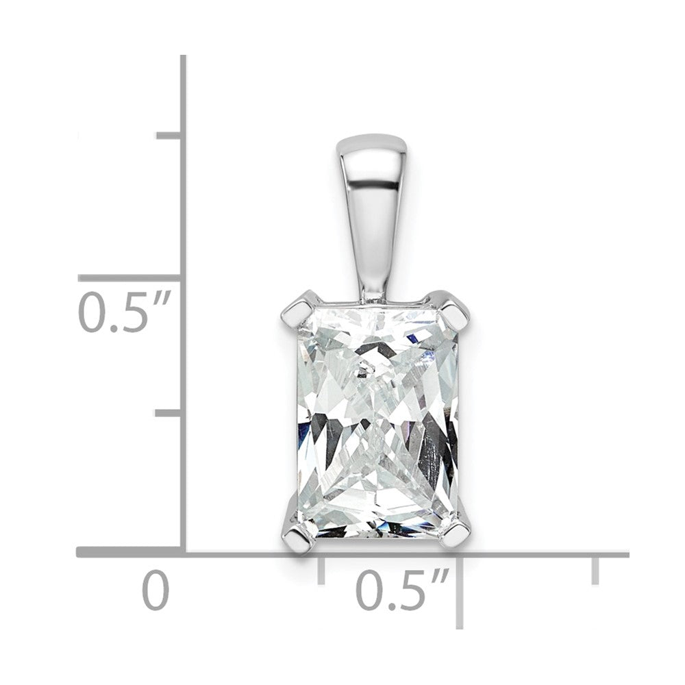 14K White Gold 3 Carat Lab Grown Diamond Vs+ F+ Radiant Complete Four Prong Pendant
